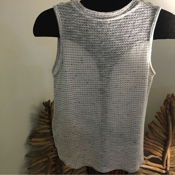 Paper Crane Lite Weight Waffle Knit Tank With Black Silky Floral Mesh front - Picture 2 of 6
